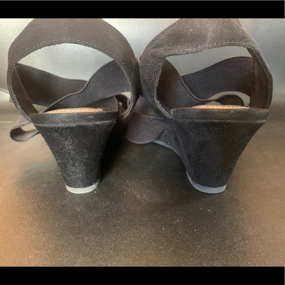 Deflex Comfort Strappy Stretch Black Suede Wedge - Picture 3 of 7